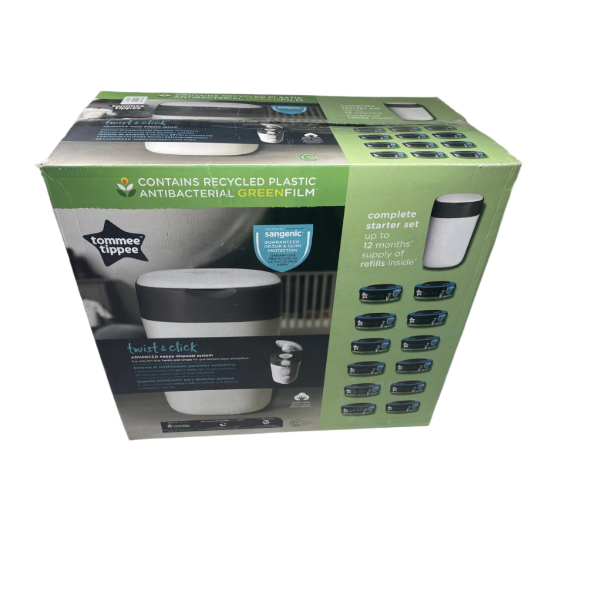 Tweedekans Tommee Tippee Twist & Click luieremmer starterset - 12 navullingen, antibacterieel folie