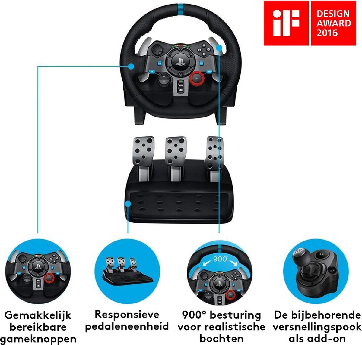 Logitech G29 Driving Force Racestuur - PS4 PS3 PC
