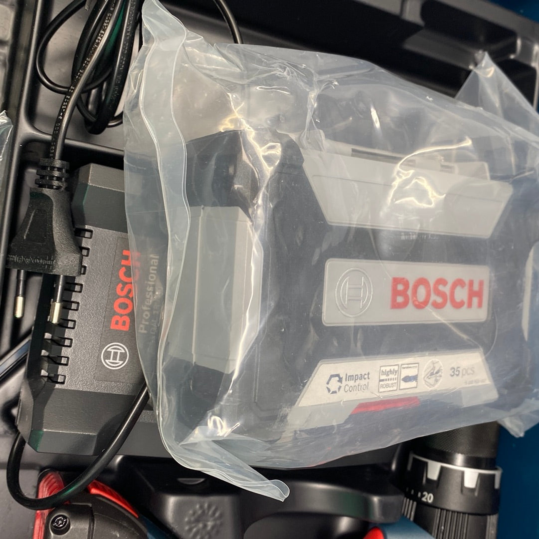 Bosch professionele accuschroefboormachine GSB 18V-28 2x 20 Ah batterij 18 volt 35 stks Impact accessoires set in L-BOXX