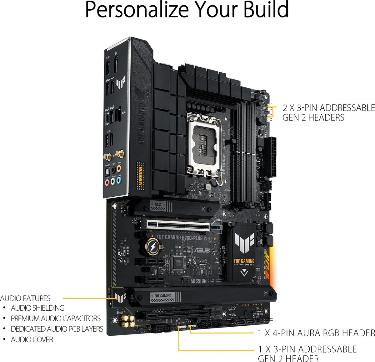 Productbeeld van de fabrikant: ASUS TUF Gaming B760-Plus WIFI Moederbord | Secondbay