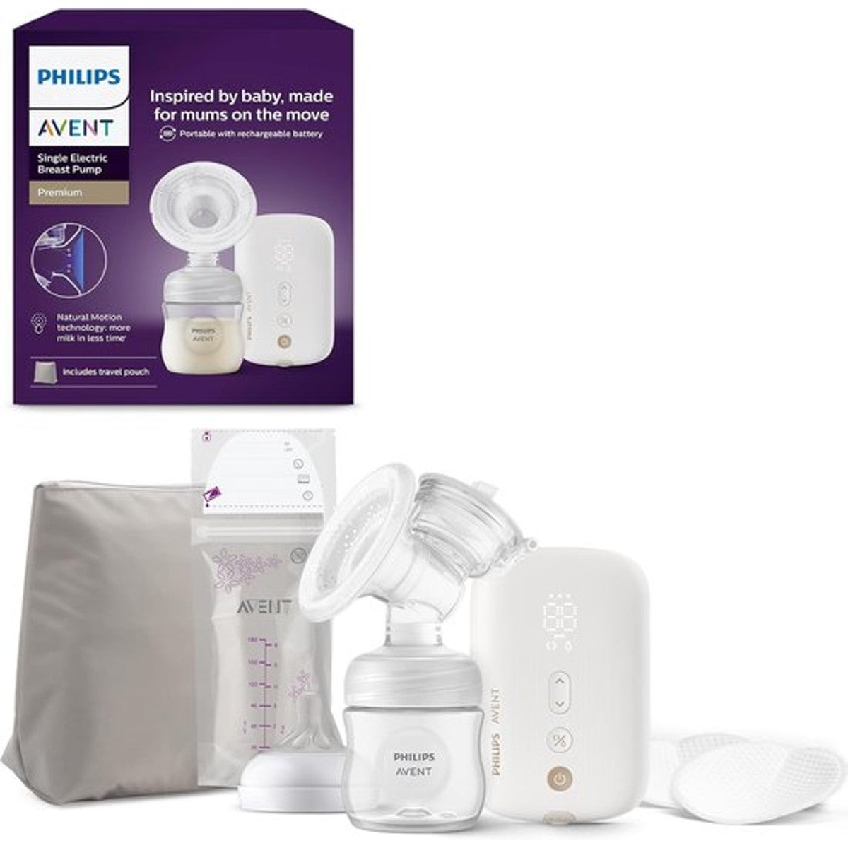 Tweedekans Philips Avent SCF396/31 elektrische borstkolf - ziekenhuissterkte, stille motor, inclusief reistasje