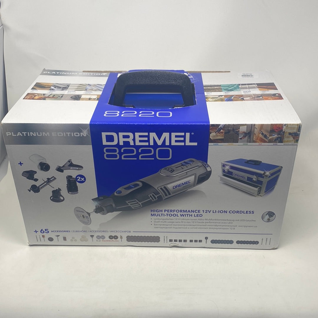 Dremel 8220 Multitool - Roterend - Met twee 12V 20 Ah Li-Ion accus - Inclusief 65 accessoires 5 hulpstukken en stevige aluminium koffer