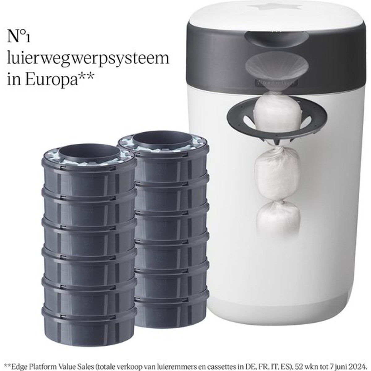 Tweedekans Tommee Tippee Twist & Click luieremmer starterset - 12 navullingen, antibacterieel folie