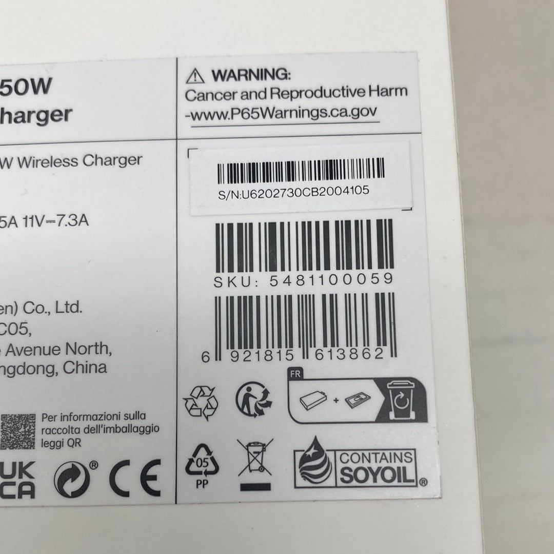 OnePlus Warp Charge 50W Fast-Charge Draadloze Oplader Wit