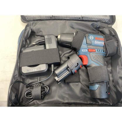 Tweedekans Bosch GSR 12V-15 accuboormachine - 2x 2,0 Ah accu's, lader AL 1115 CV + 39 accessoires en toolbag
