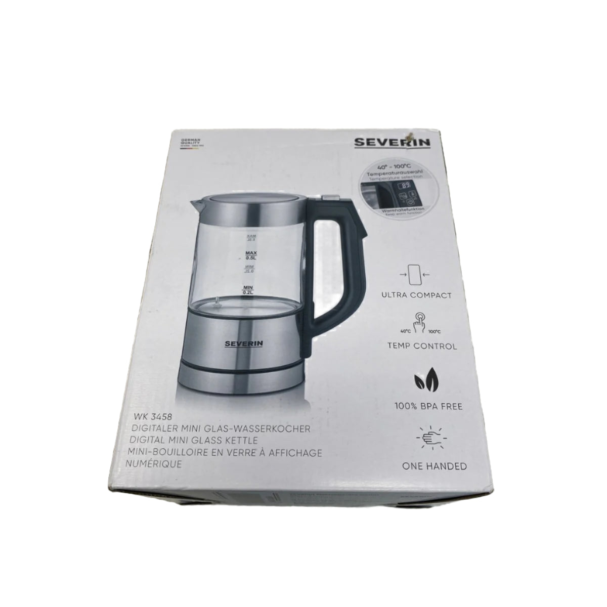 Tweedekans Severin WK 3458 Glazen Waterkoker Mini 0,5L - Multi Temp. 1100W | Professioneel Gecontroleerd