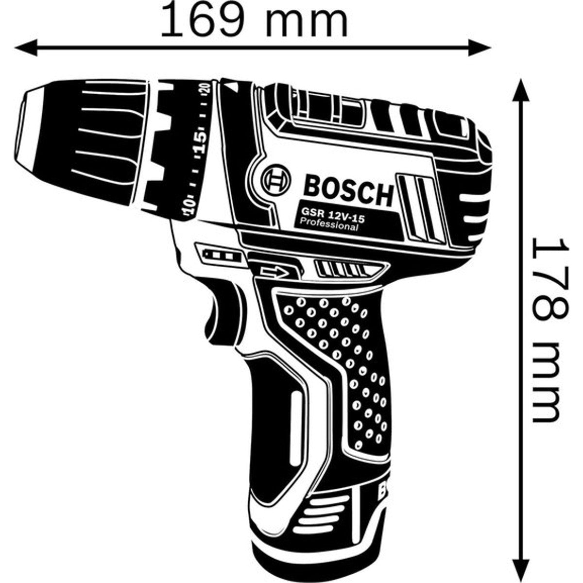 Tweedekans Bosch GSR 12V-15 accuboormachine - 2x 2,0 Ah accu's, lader AL 1115 CV + 39 accessoires en toolbag