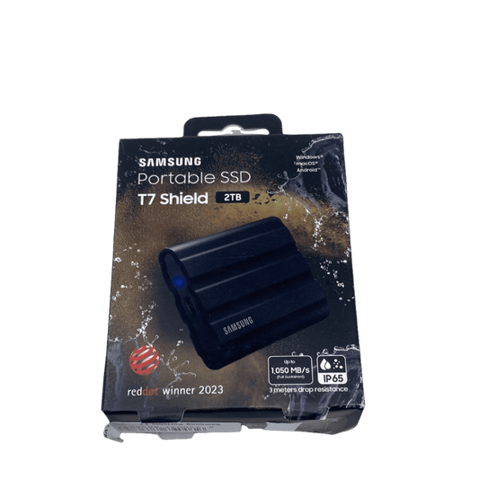 Samsung Portable T7 Shield - Externe SSD - USB C 3.2 - Inclusief USB C en USB A kabel - Geschikt voor iPhone 15 - 2 TB - Zwart