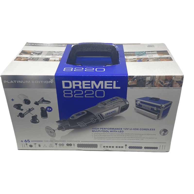 Dremel 8220 Multitool - Roterend - Met twee 12V 20 Ah Li-Ion accus - Inclusief 65 accessoires 5 hulpstukken en stevige aluminium koffer