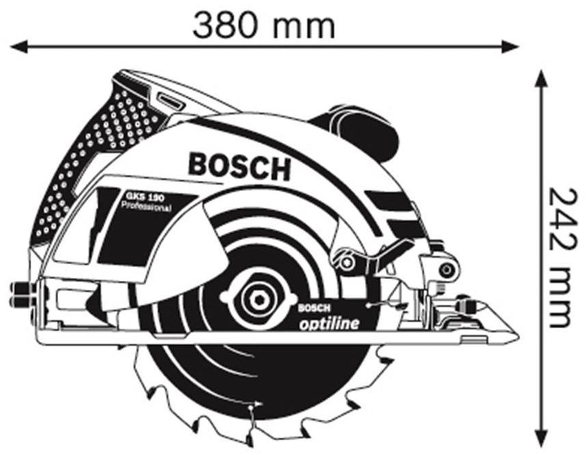 BOSCH PROFESSIONAL Cirkelzaag GKS190 - 1400 Watt - 70 mm - Zaagdiepte - Incl Zaagblad